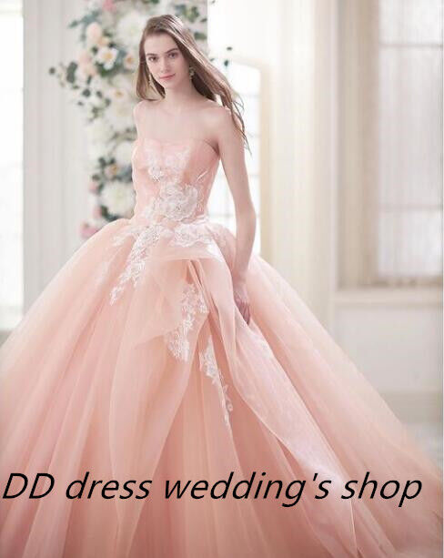 高品質！ カラードレス ピンクソフィア ベアトップ プリンセスライン  