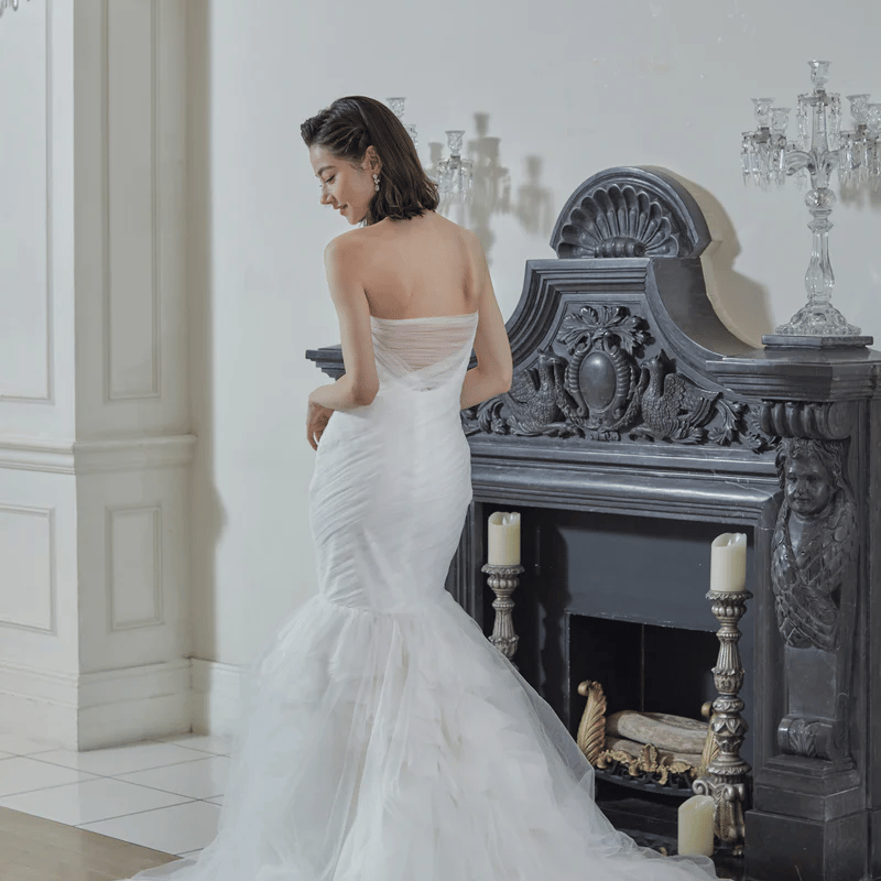 ウェディングドレス マーメイド ベアトップ デザイン感 結婚式  