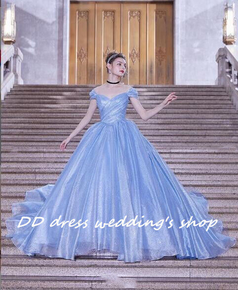 高品質！ 水色 オフショル カラードレス プリンセスライン 可愛い 結婚