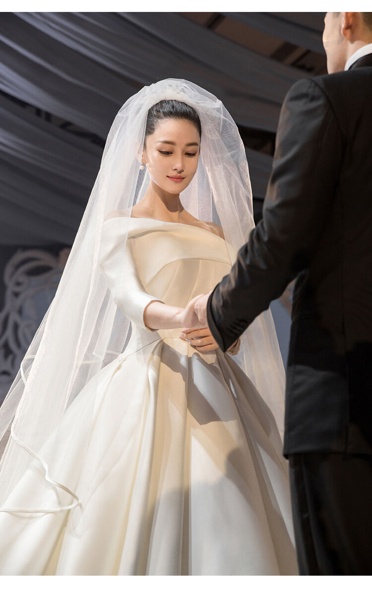 ウェディングドレス　マーメイドドレス　　　　　ベール、ヒール付き！ 大人気上昇ウエディングドレスロングベール 花嫁/ウェディングドレス