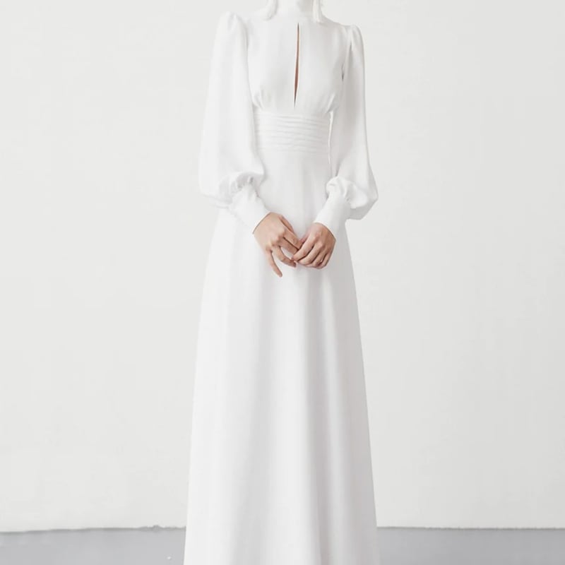 パーティードレス ロングスリーブ バックレス 2次会/合コン/デート  