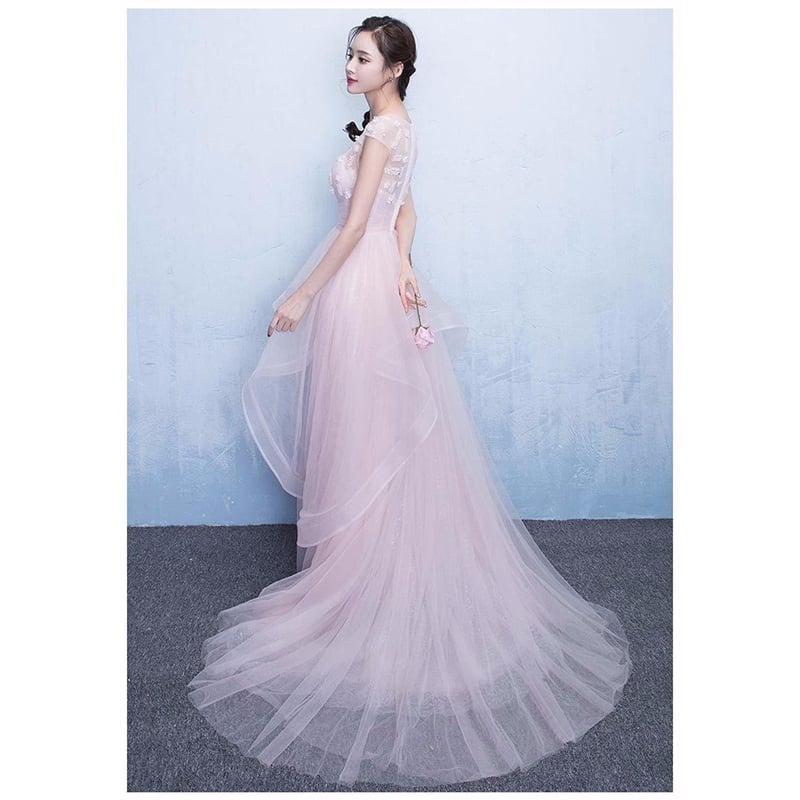 ピンク 花嫁ドレス ウェディングドレス ロングドレス