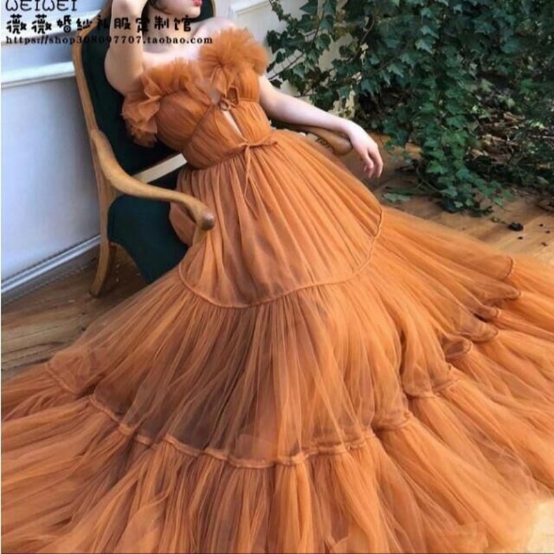 オレンジ色　ロングドレス　ステージドレス　カラードレス　二次会ドレス　結婚式