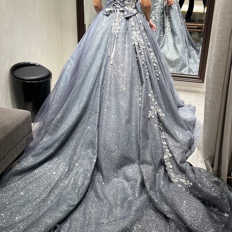 カラードレス 繊細レース グレードレス キラキラドレス ふわふわドレス