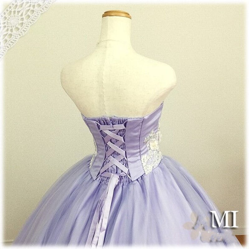 カラードレス ラベンダーとレース使いが綺麗 花嫁 演奏会 発表会  