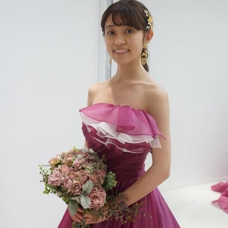 カラードレス 上質オーガンジー ピンク紫 花嫁 可愛い プリンセスラ 