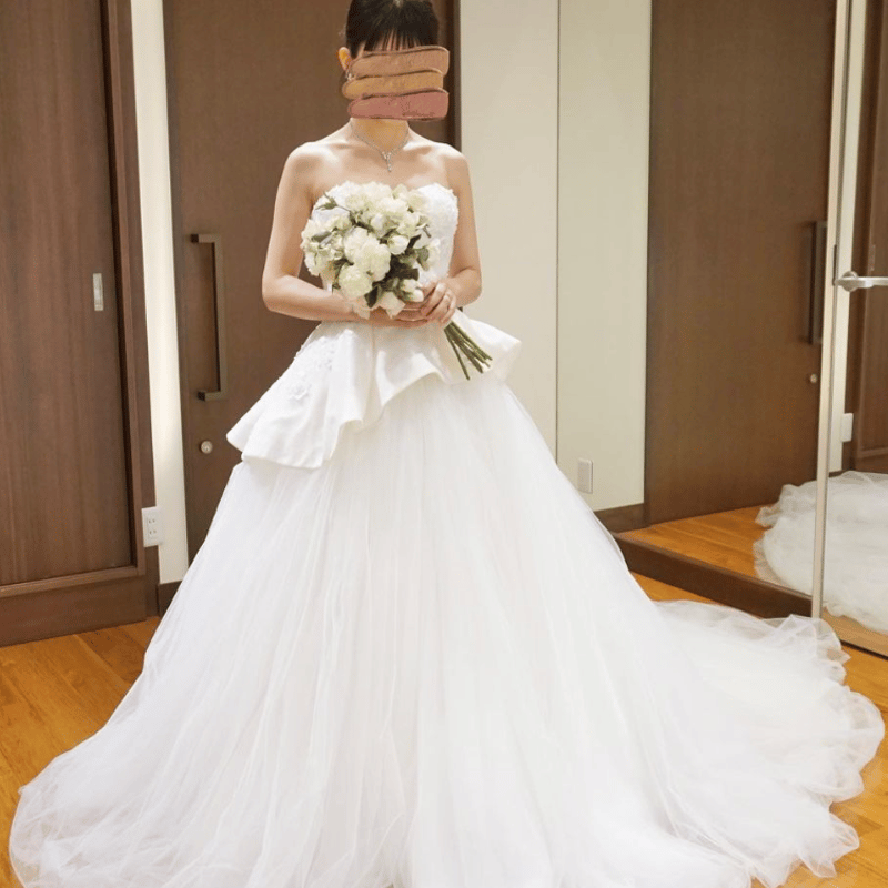 ウェディングドレス ベアトップ チュールスカート 披露宴/結婚式  