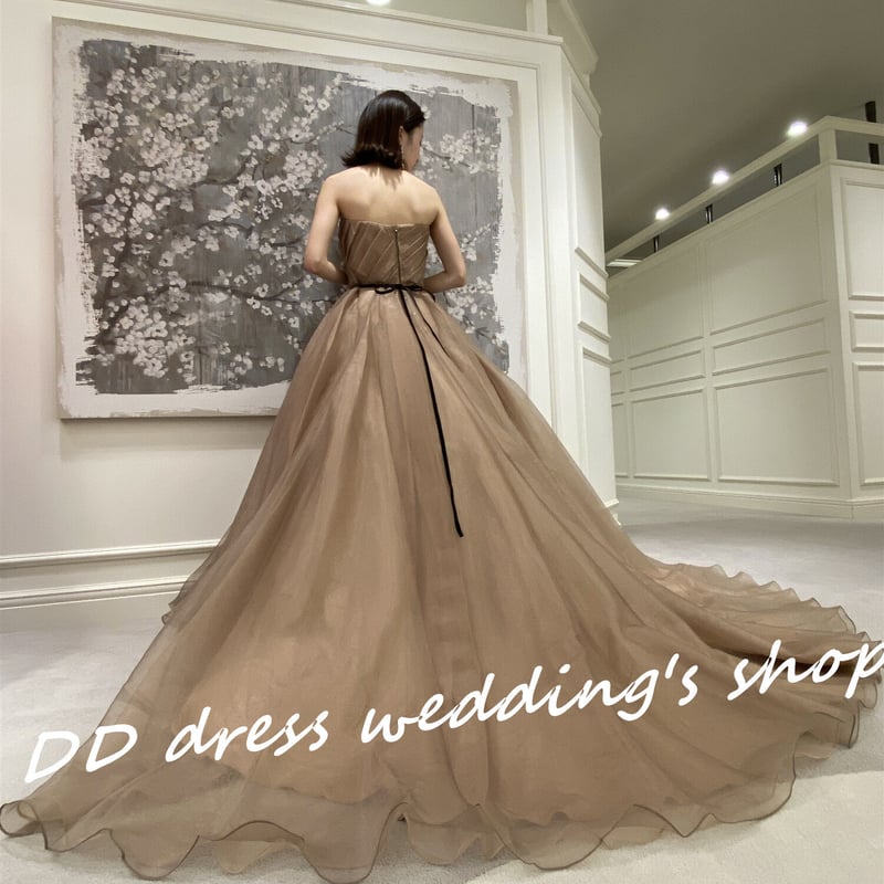 豪華！ ベアトップ カーキ色 シャンパン色 カラードレス 華やかな  