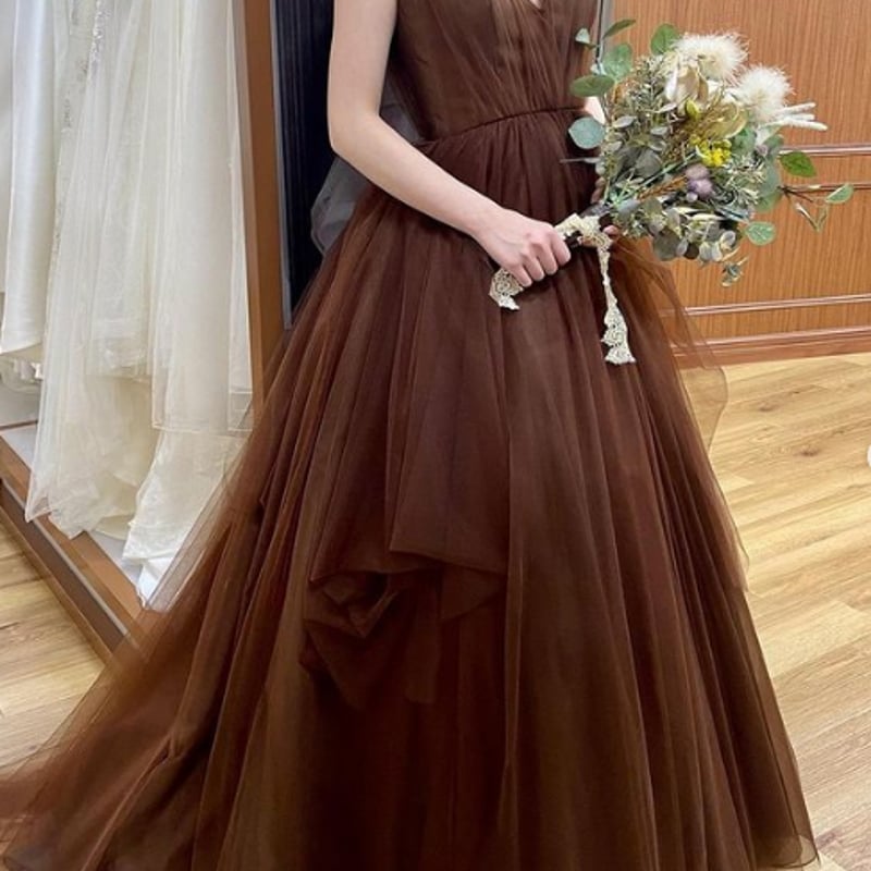 クラシカル カラードレス コーヒーの色 ソフトチュール チュール  