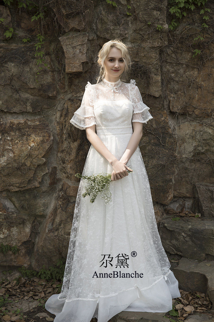 ウエディングドレス ホワイト 半袖 レース | David1021k Dress