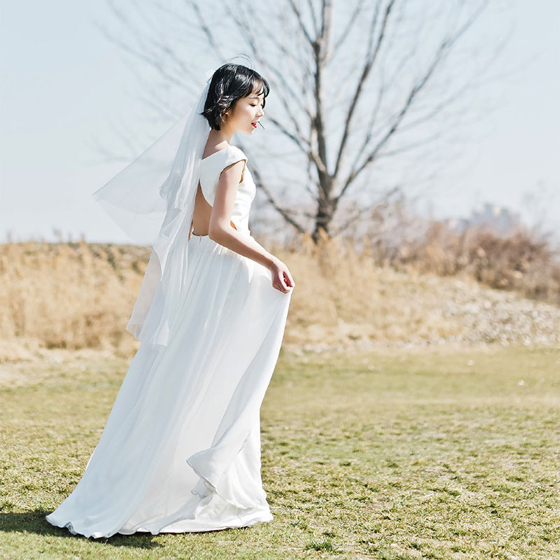 ウエディングドレス ホワイト オーダーメイド可能 ミニトレーン タンク  