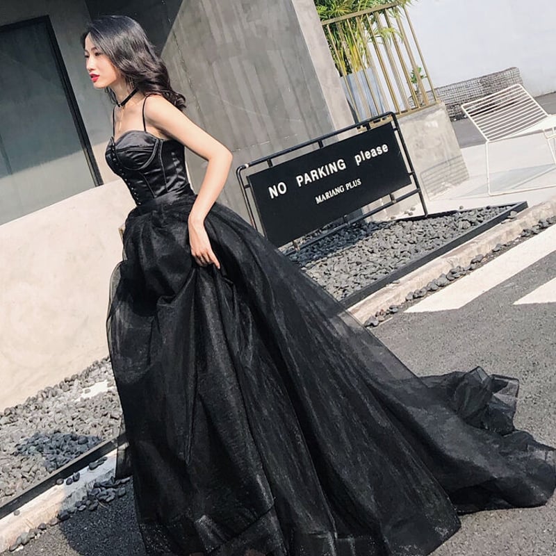 キャミソール バーティードレス 黒 前撮り用　二次会用 楽天市場】キャミソール ウェディングドレス ワンピース