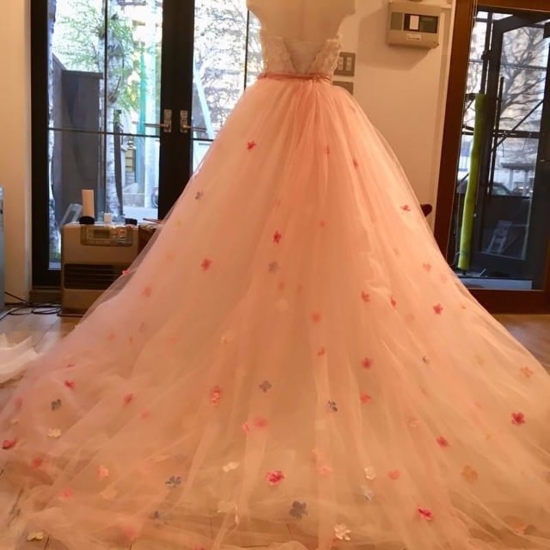 ウエディングドレス オーバードレス オーバースカート ピンク系