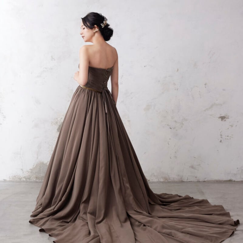 ブラウンドレス、カラードレス、前撮りドレス、パーティードレス、2次会ドレス 楽天市場】カラードレス ロングドレス オフショルダー ブラウン