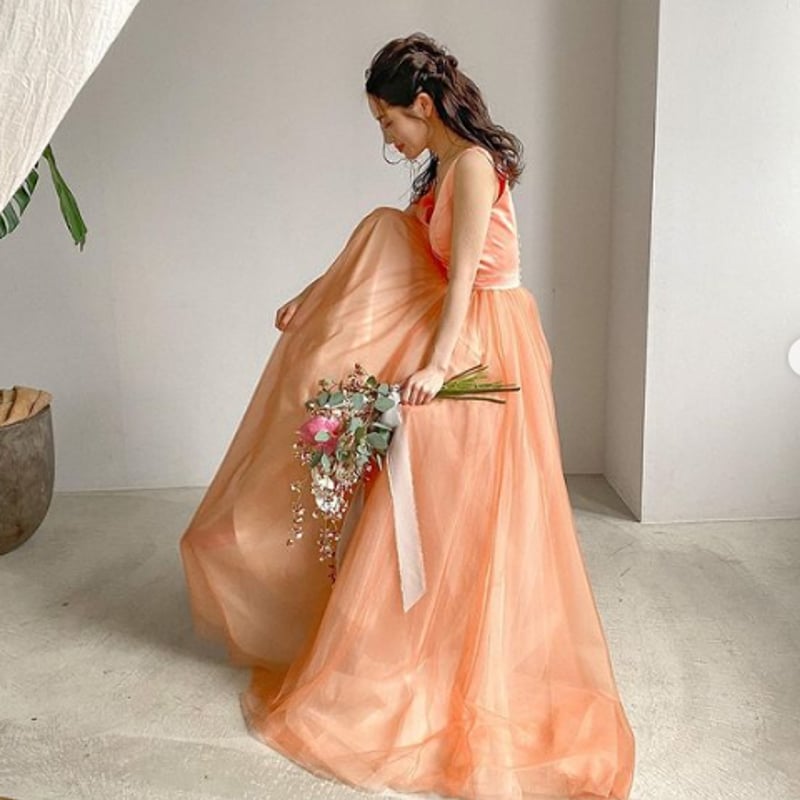 人気上昇 カラードレス テラコッタ色 高級イタリアサテン オン  