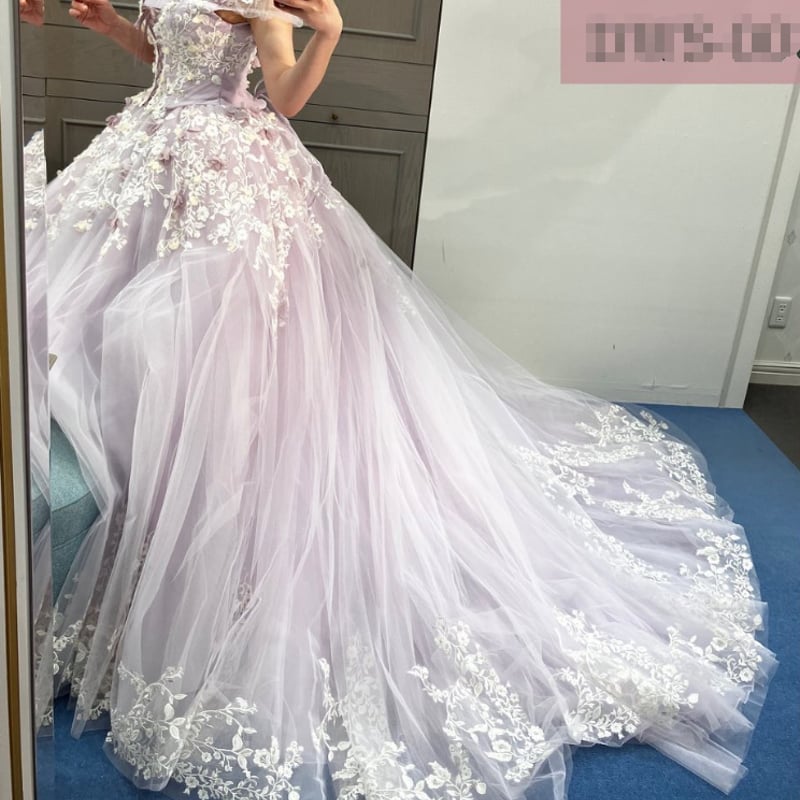 薄紫色 花柄刺繍 ドレスとジャケットセット Leja レジャ 配色パイピングプチハイネック花柄刺繍ドレス