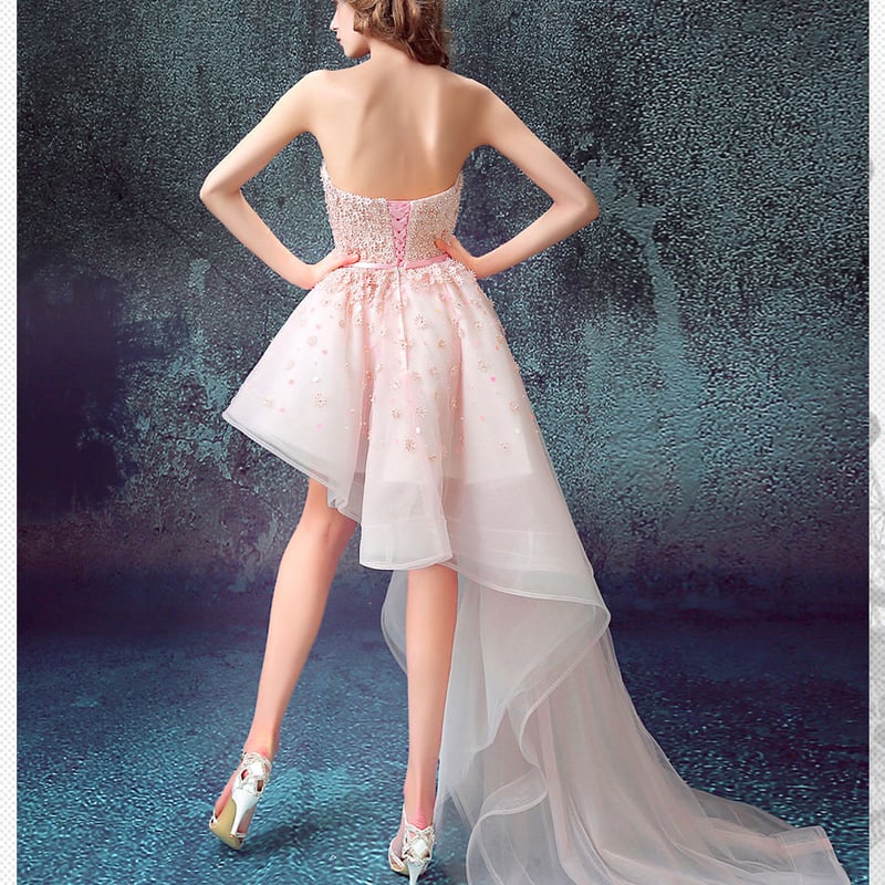 カラードレス ピンク ベアトップ ビーズ/パール 新品、可愛いピンク