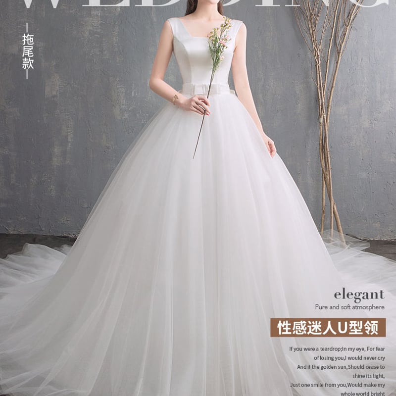 ウエディングドレス ホワイト ポリエステル ソフトチュール Aライン