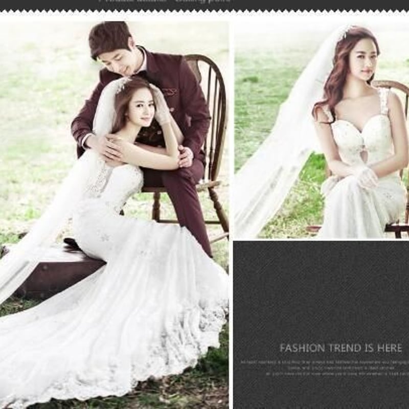 ウエディングドレス ホワイト 上品レース ソフトチュール マーメイド