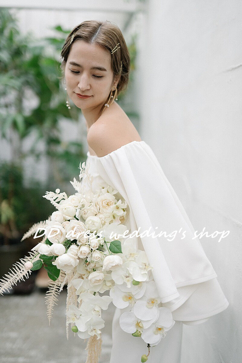 フランス風 オフショル ウエディングドレス 前撮り 二次会/挙式 ロング  