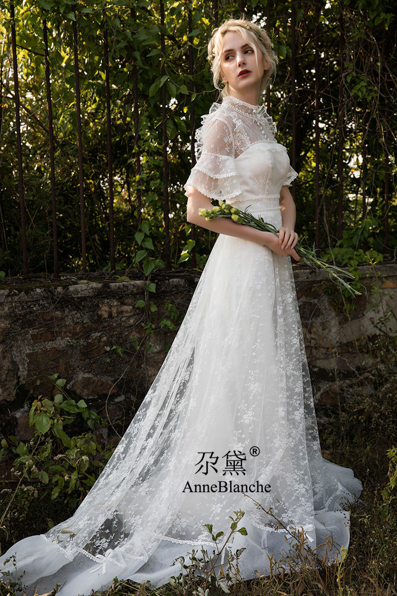 ウエディングドレス ホワイト エレガントレース 美しい花レース  