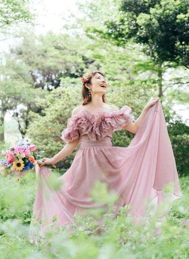結婚式 パーティー ロング フリル オフショルダー ドレス fit=scale-down,w=1200