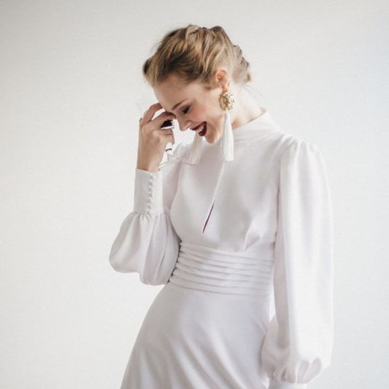 パーティードレス ロングスリーブ バックレス 2次会/合コン/デート  