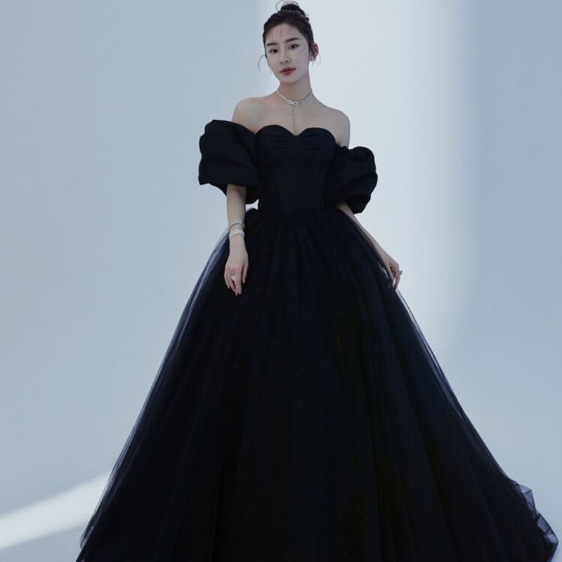 S黒ウエディングドレス前撮りフォトウェディング撮影袖なし S黒ウエディングドレス前撮りフォトウェディング撮影袖なし