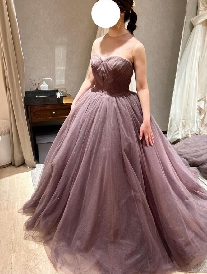 ウェディングドレス カラードレス 柔らかく重ねたチュールスカート  