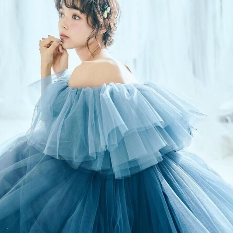カラードレス ブルー イエロー ボリューム チュール カラードレス ブルー イエロー ボリューム チュール