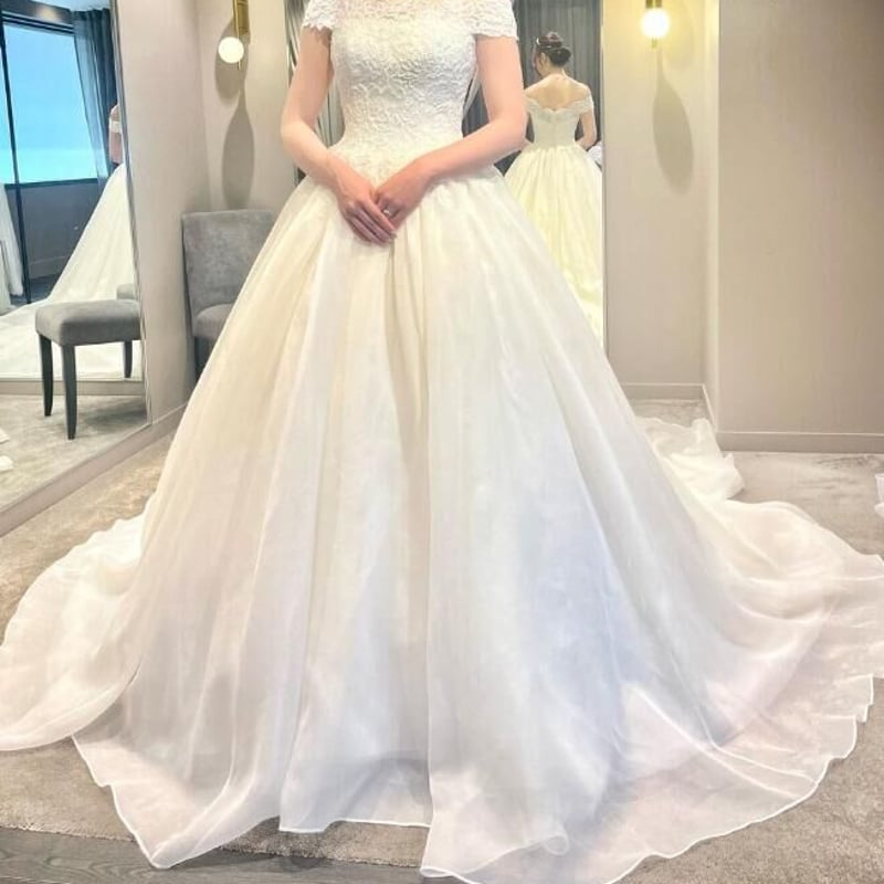 ☆送料無料☆S(7号)☆ネットチュールのオフショルダードレス(OPN2699  