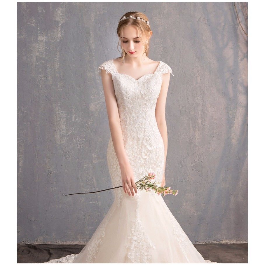 人魚姫 Sライン優雅シャンペン ウエディングドレス ドレスワンピース  