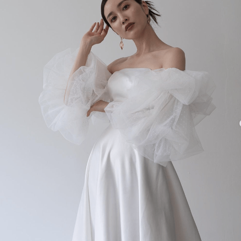 シルバー フリル袖 グリッタードレス KIYOKOHATA DRESS 袖付きグリッタードレスのご紹介