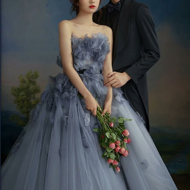 美品カラードレスウェディンググレー