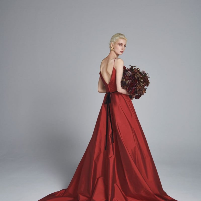 パーティードレス ボルドー色 背中見せ キャミソール ソフトチュ  