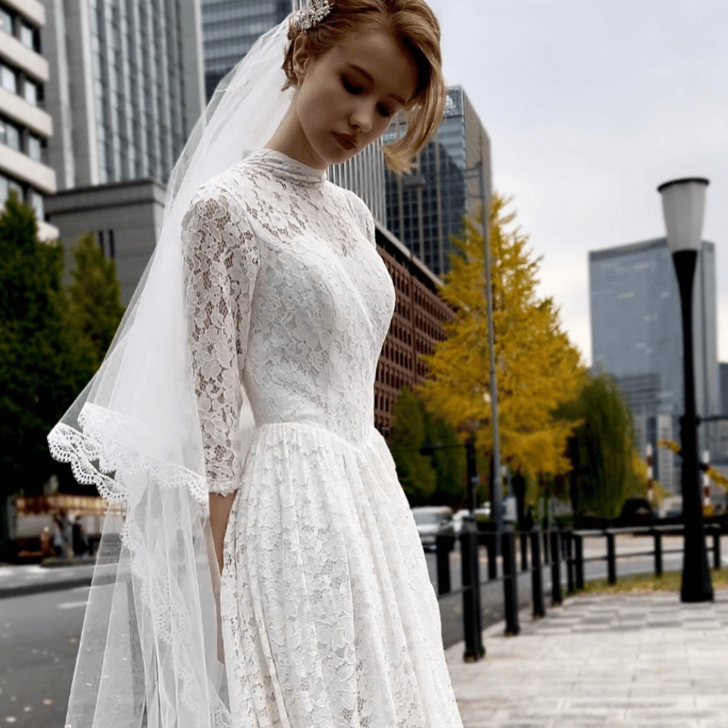 ウェディングベール リバーレースベール スカーレット ロング丈300cm 結婚式 ウェディングベール リバーレースベール【スカーレット】ロング