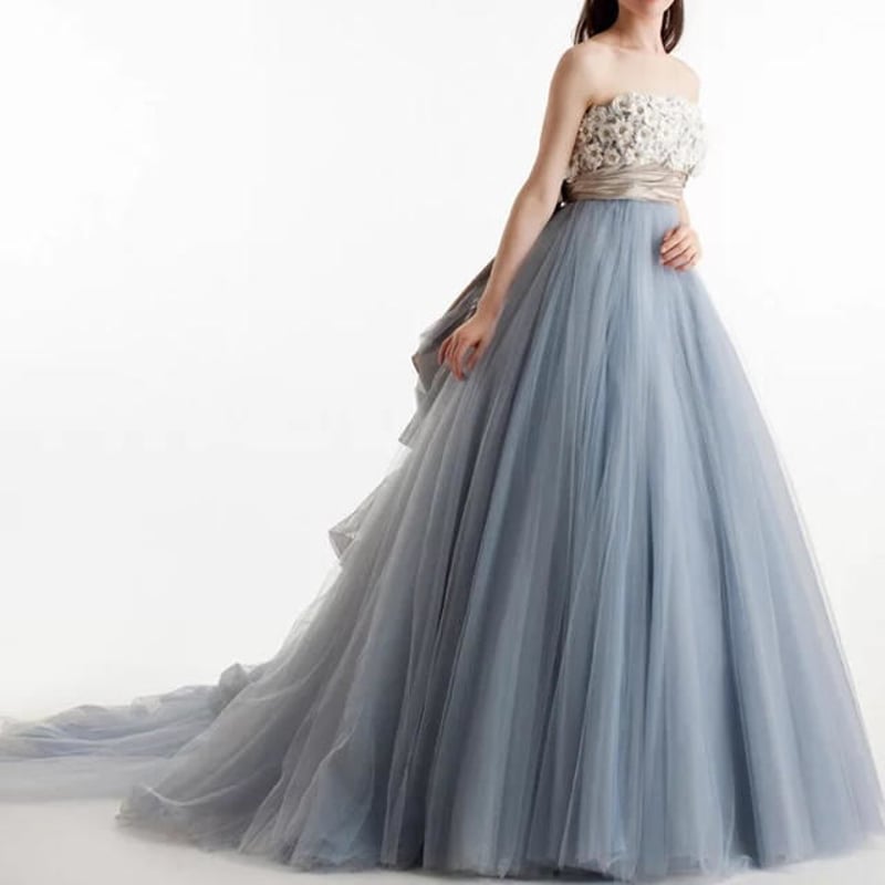 チュールが重ね 高貴人気リボンウェディングドレス ドレスワンピース  