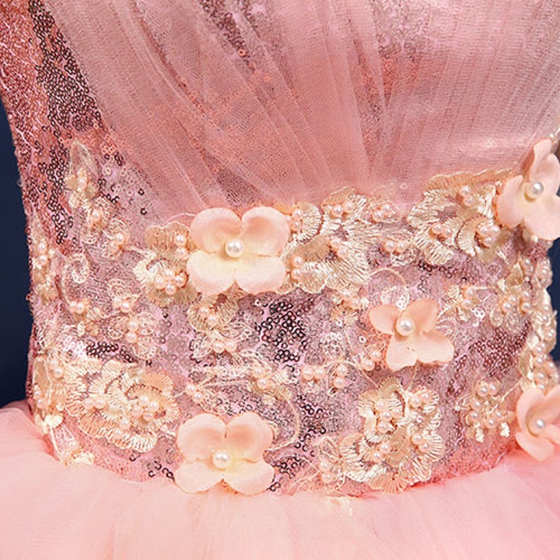 ウエストリボンのスパンコール ベア イブニングドレス♩.• ドレス 星屑 肩出し ドレッシー イブニングドレス スパンコール