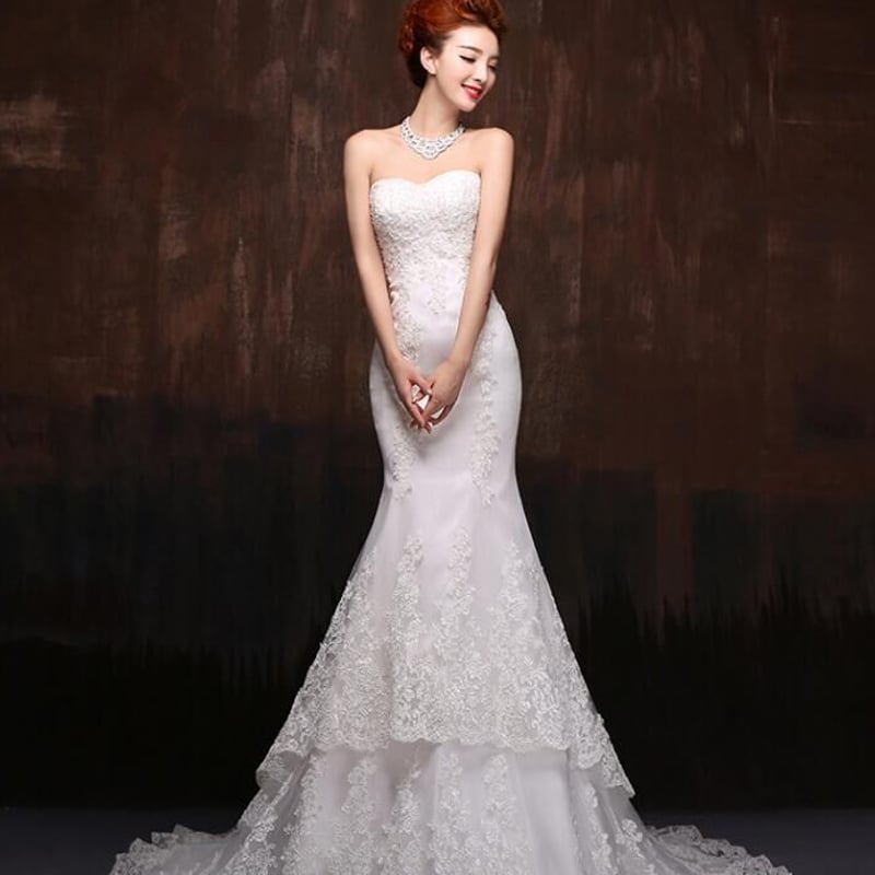レースベアトップウェディングドレス結婚式 レースベアトップウェディングドレス結婚式 (ウェディングドレス