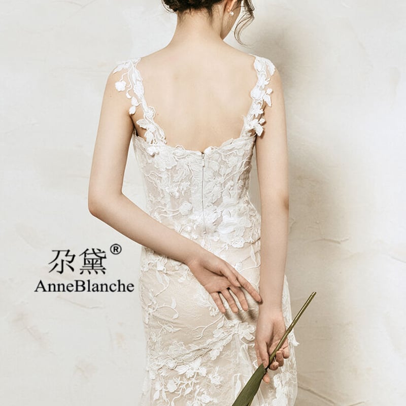 高品質！ ウエディングドレス オフホワイト キャミソール 3D立体レース  