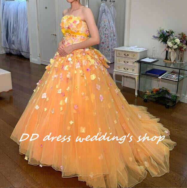 はな⭐︎PARTYS ミディアムドレス⭐︎ 花柄 Vネック（オレンジ） fit=scale-down,w=1200