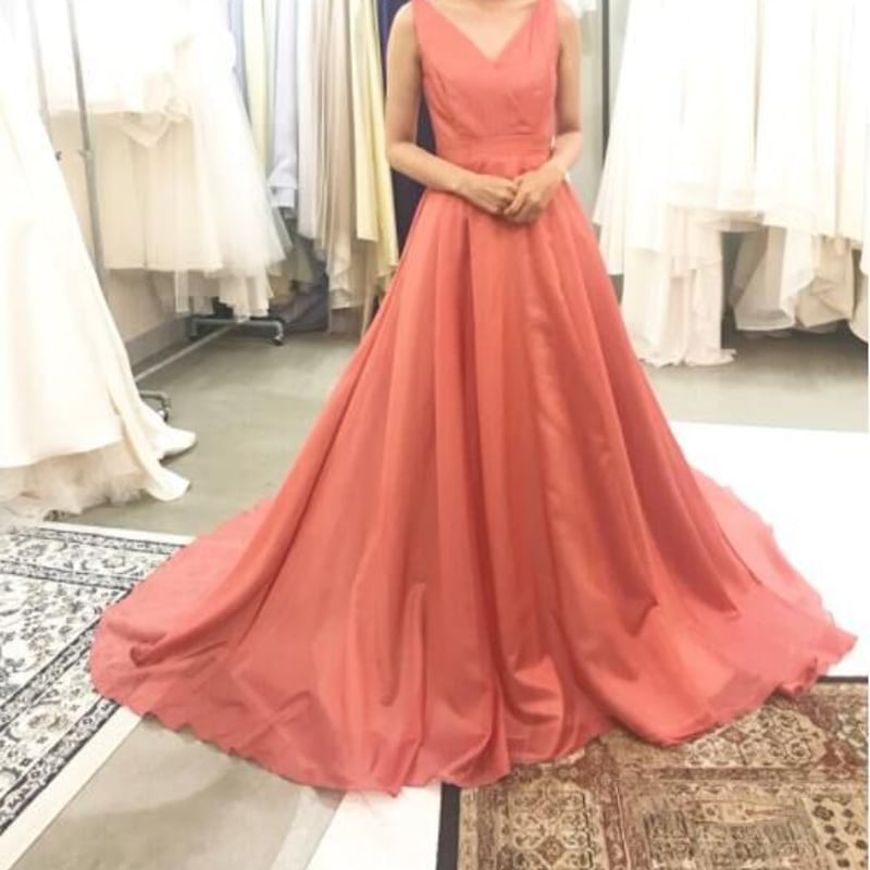 高品質 カラードレス 薄ピンク トレーン ビスチェ 謝恩会 結婚式  