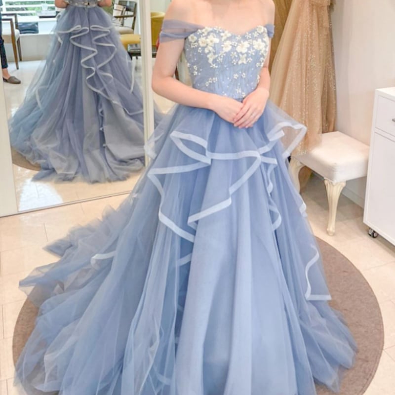 可愛い カラードレス 爽やかで優しいブルー オ ーダーメイド ソフト  