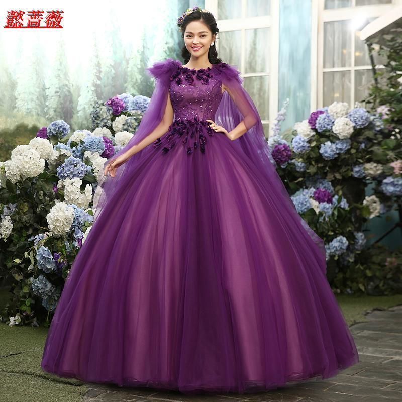 カラードレス パープル/紫 ソフトチュール プリンセスライン 美品  