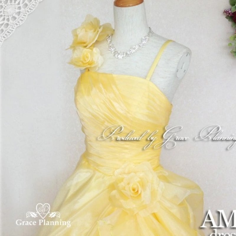 憧れのドレス カラードレス 花嫁 結婚式 二次会 イエロー ソフト
