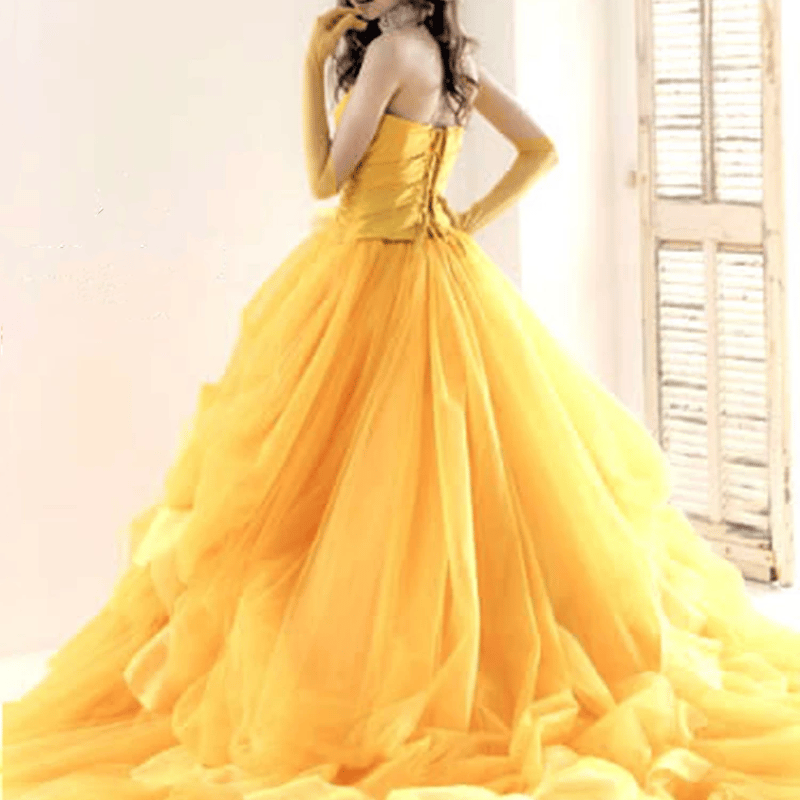 an イエローハイネックフリルドレス an イエローハイネックフリルドレス