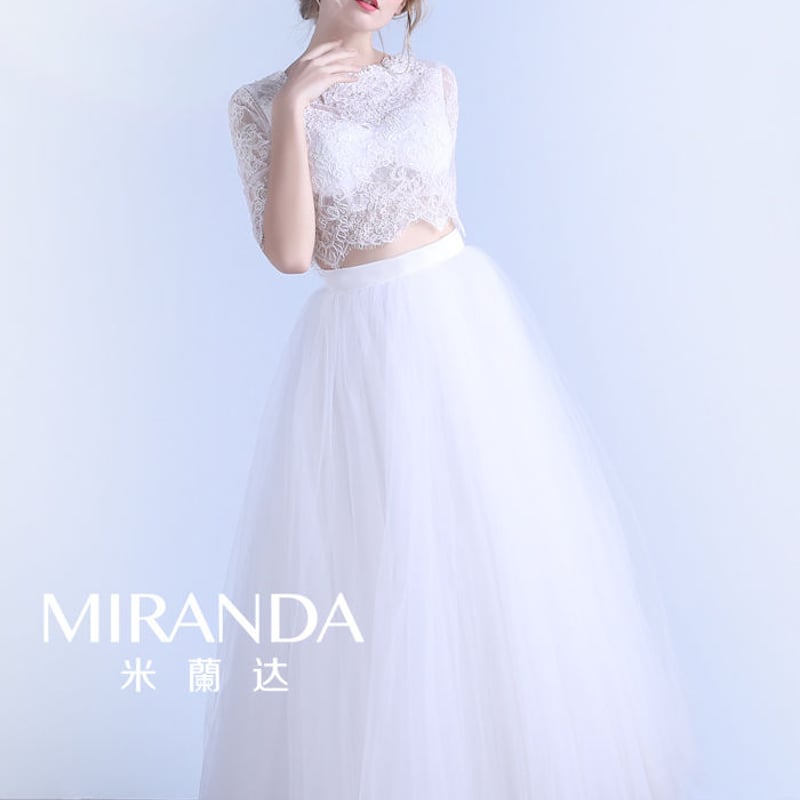 ウエディングドレス 人気上昇 ホワイト ツーピース セパレート 結婚式
