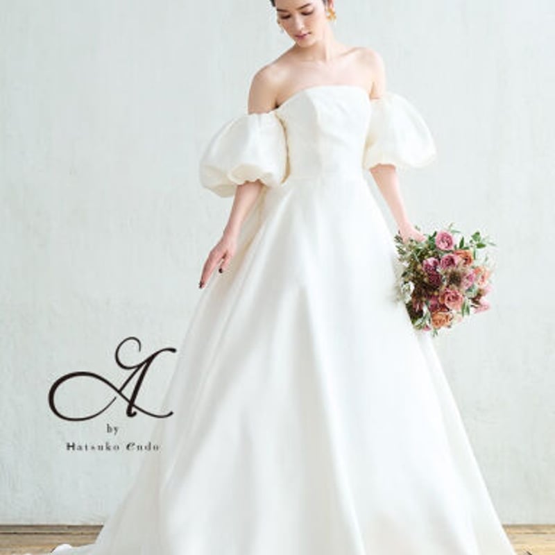 ホワイトウェディングドレス（パフスリーブ取り外し可） 37bd3e14ea35427b75b2da65b29af7