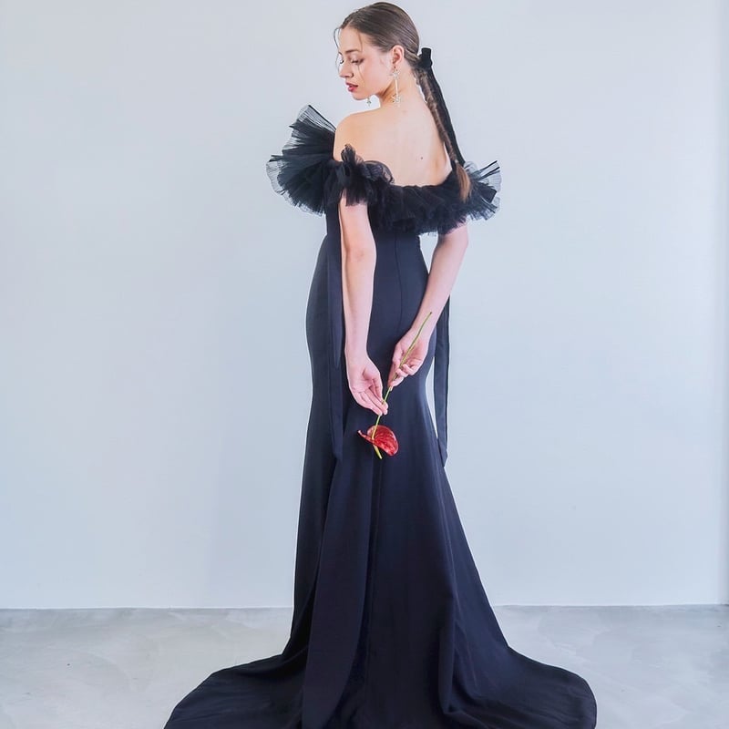 バルーンオフショルダージャガード マーメイド ロング 結婚式 ワンピース セール】マルチway バルーン オフショルダー ジャガード マーメイド