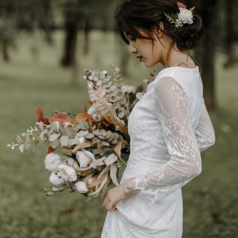 高品質！総レースウエディングドレス 二次会 白 結婚式 前撮り